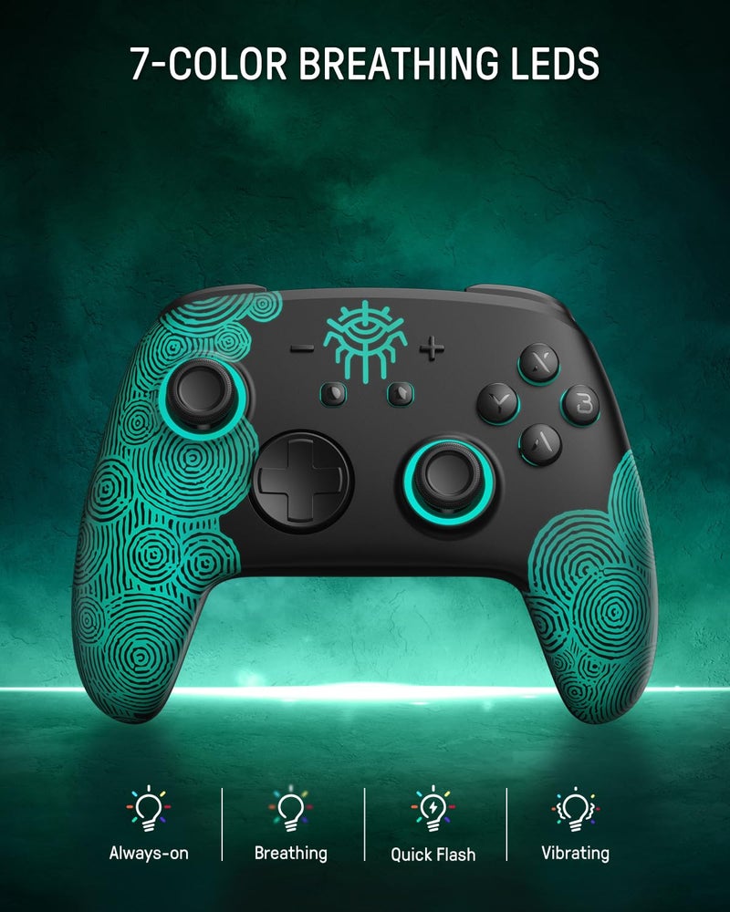 FUNLAB Switch 2 Pro Controller One-Key Wake Up for Switch2/OLED, Hall Effect Controller Wireless, Firefly Switch Controles with NFC Function, Black Bluetooth Remote Gamepad with 7 LED/Paddle/Turbo/Motion - Image 3